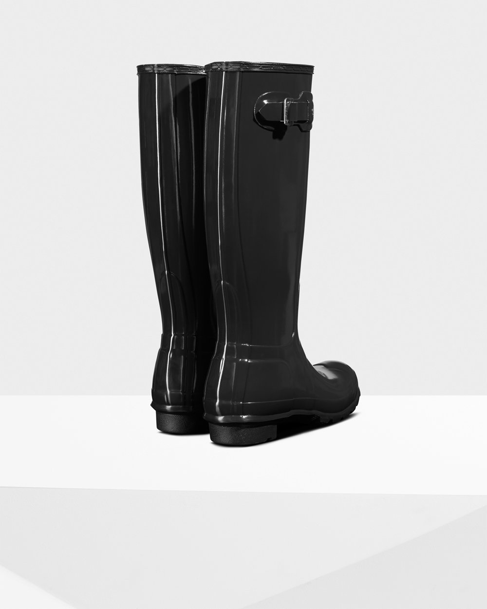 Womens Tall Rain Boots - Hunter Original Gloss (72GEZRYNF) - Black